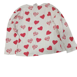 Girls Zara White Red Heart Long Sleeve Shirt Size 4 - 5 years good condition
